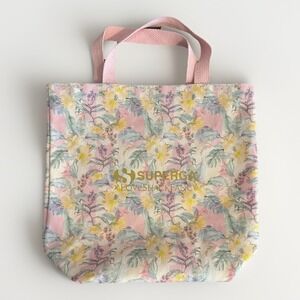 Superga X LoveShackFancy Pink Bow Floral Stripe Canvas Promo Shoe Tote Bag